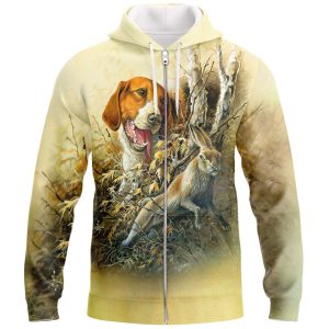 Beagle Rabbit Hunting Zipper Hoodie, Beagle Zipper Hoodie, Dog Zipper Hoodie For Humans