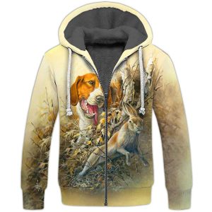 Beagle Rabbit Hunting Fleece Zipper, Beagle Fleece Zipper, Dog Fleece Zipper For Humans